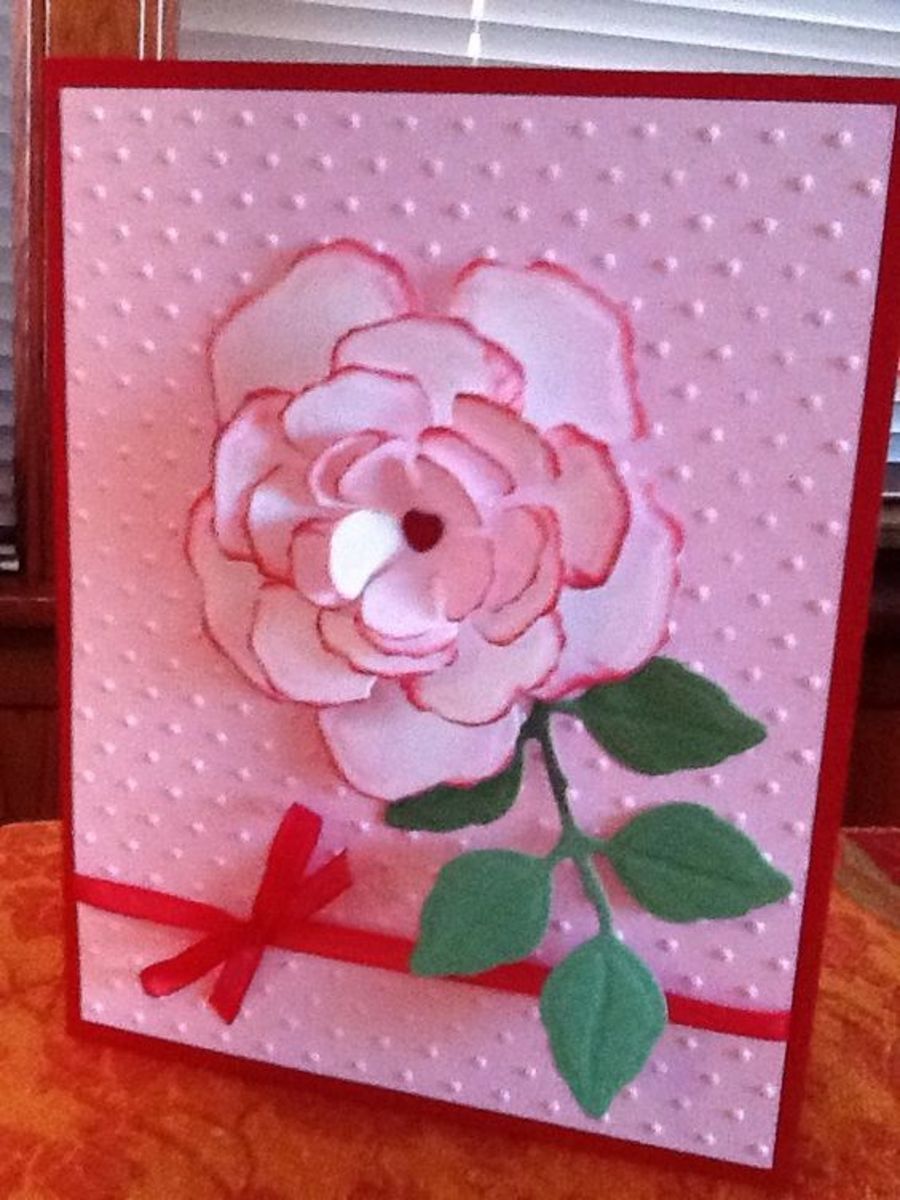 Dotted Swiss embossed Mother's Day card with a flower