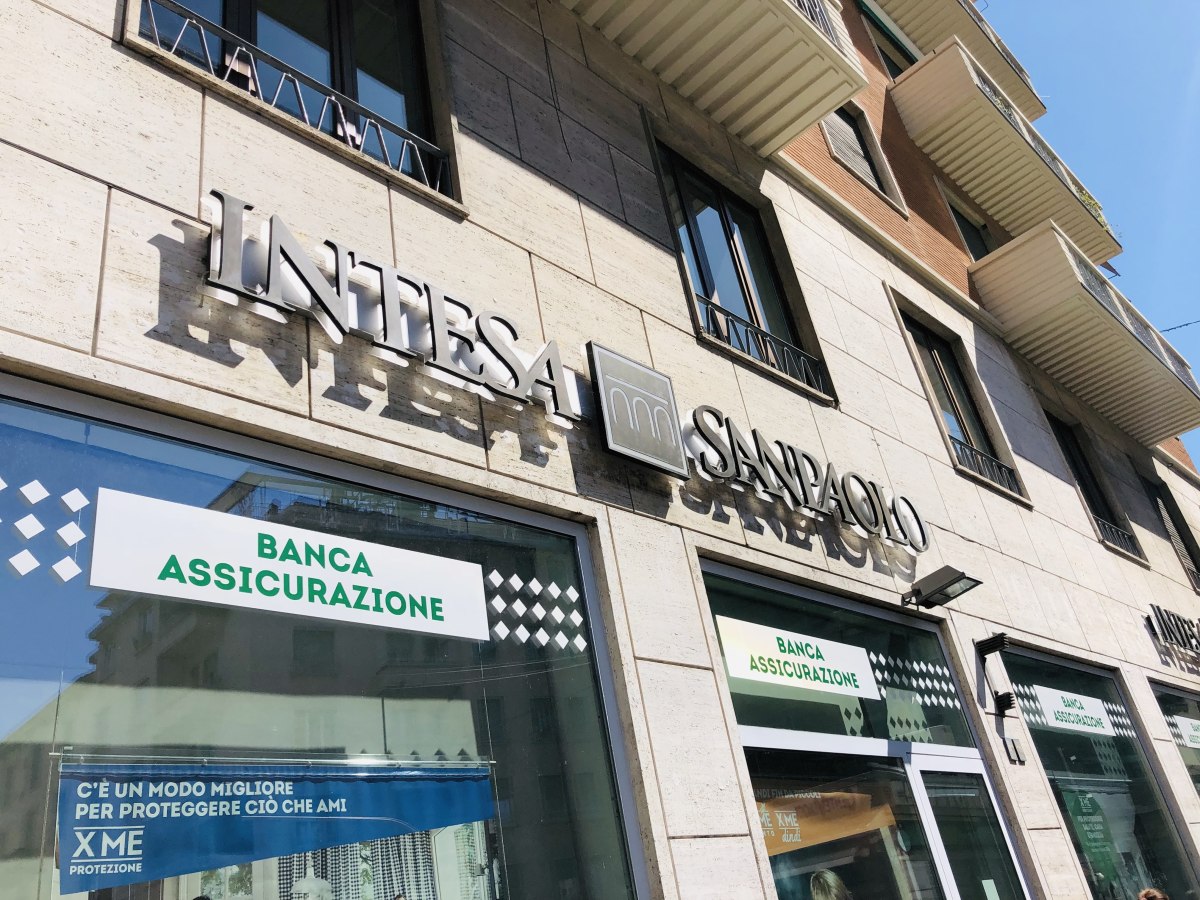 An Intesa Sanpaolo branch. Intesa Sanpaolo is one of the leading banks in Italy.
