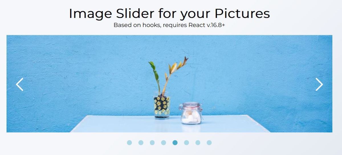 Image Slider is a React component that makes it quick to add a carousel to your project.