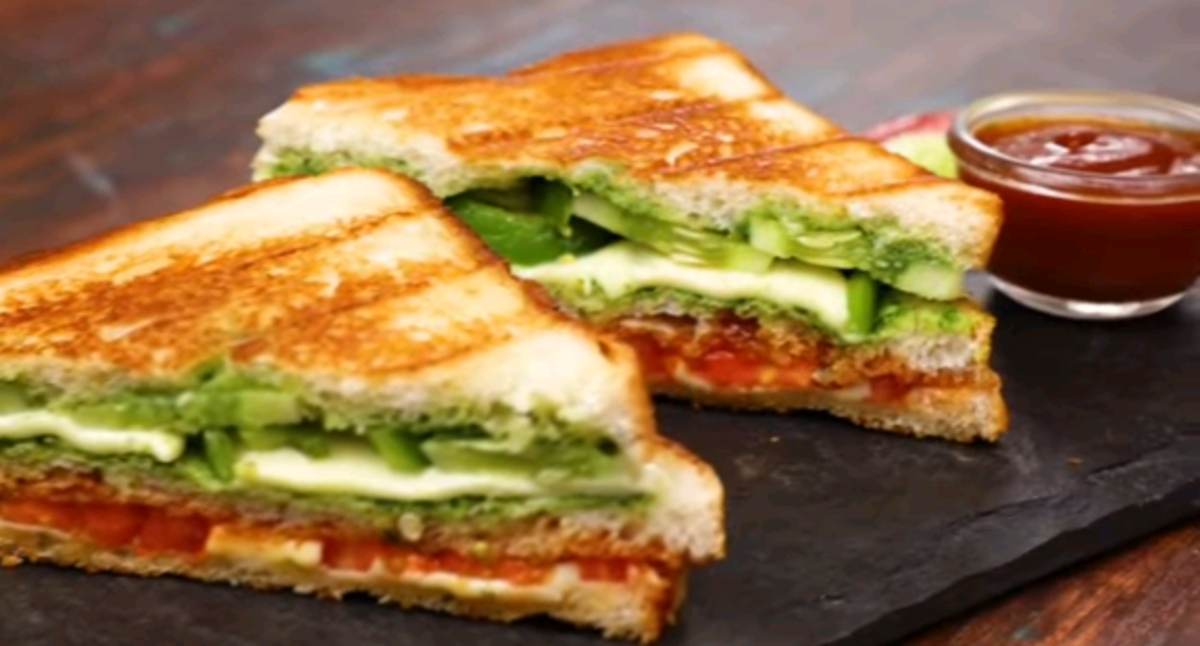 Veg Cheese Tricolour Sandwich Recipe
