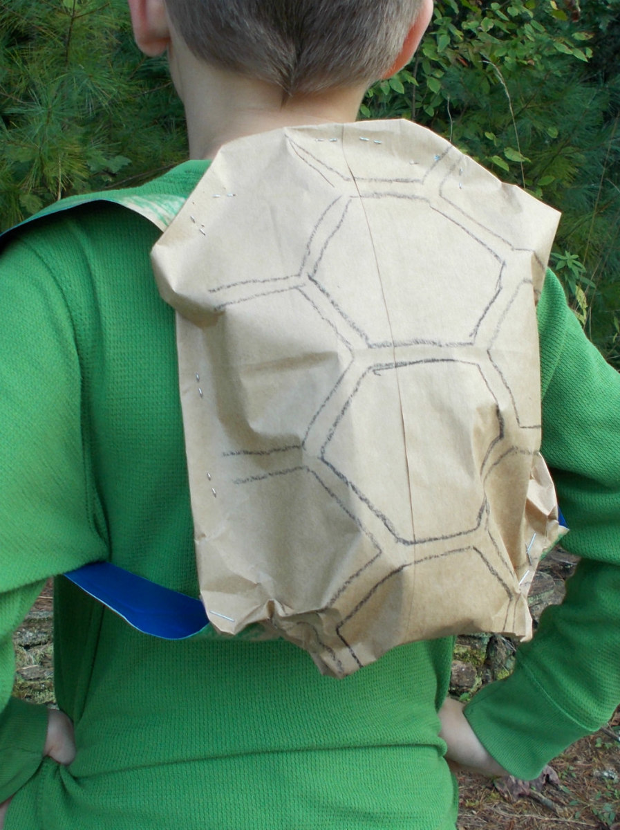 Kids gain turtle power with a homemade costume turtle shell