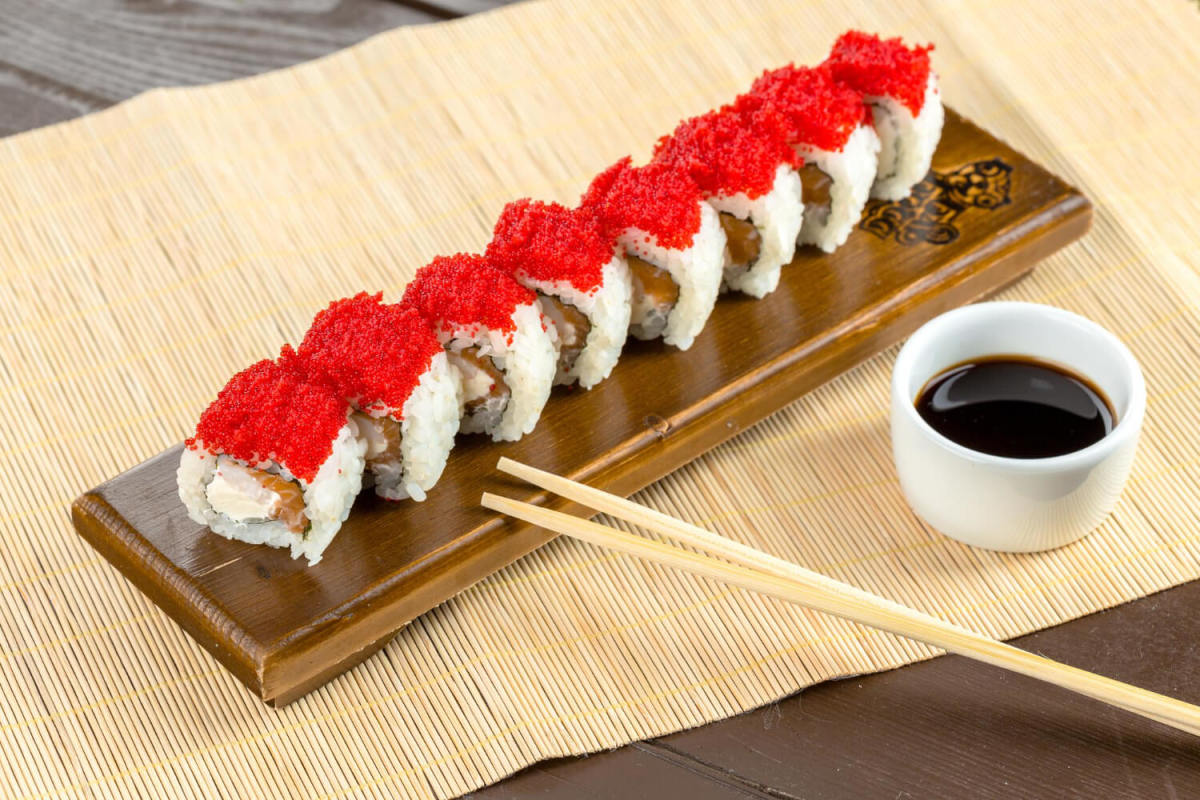 Traditional Sushi Rolls Served Old School 