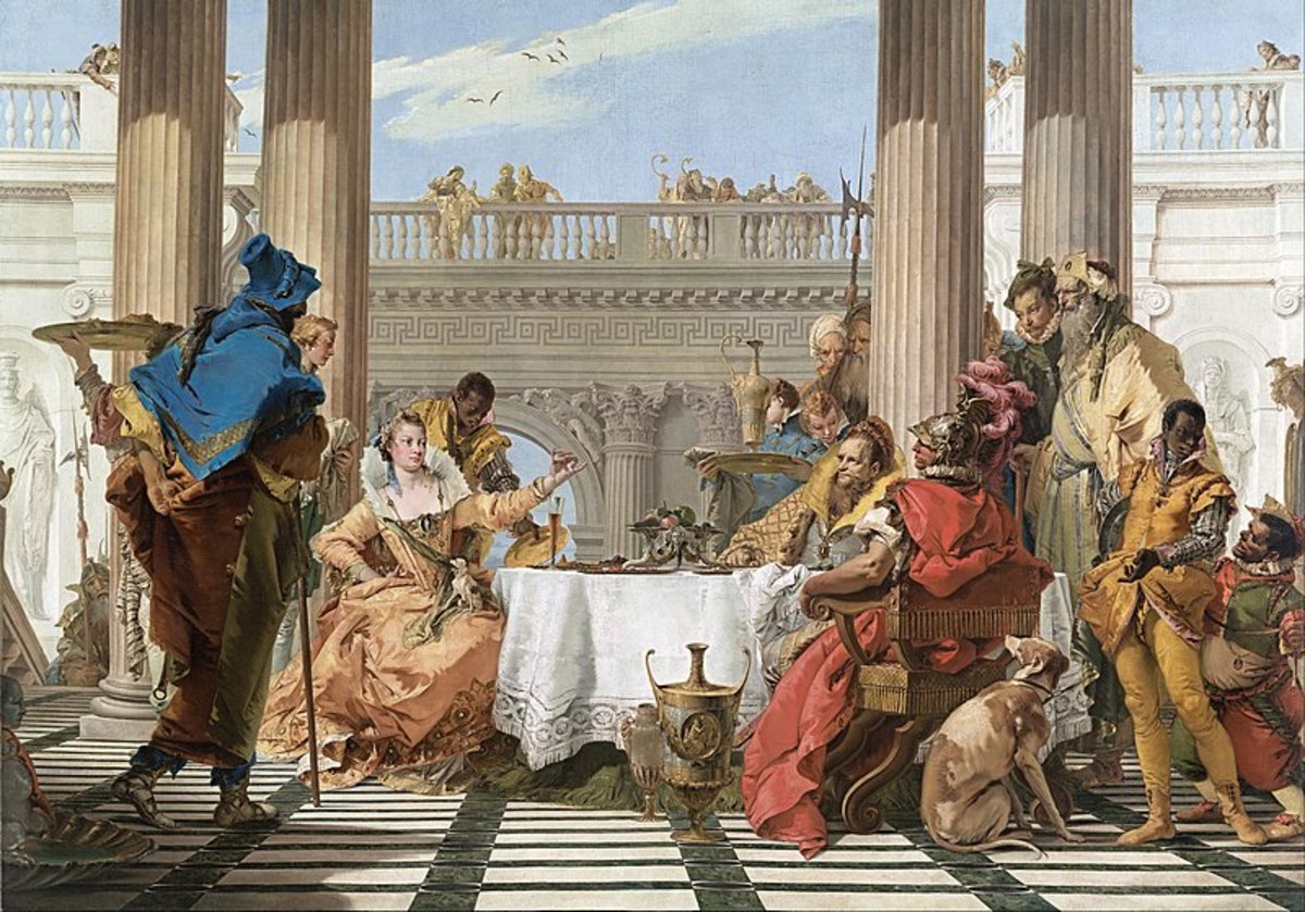 《克利奥帕特拉的宴会》(1744年)，乔瓦尼·巴蒂斯塔·提埃波罗，现藏墨尔本维多利亚国家美术馆