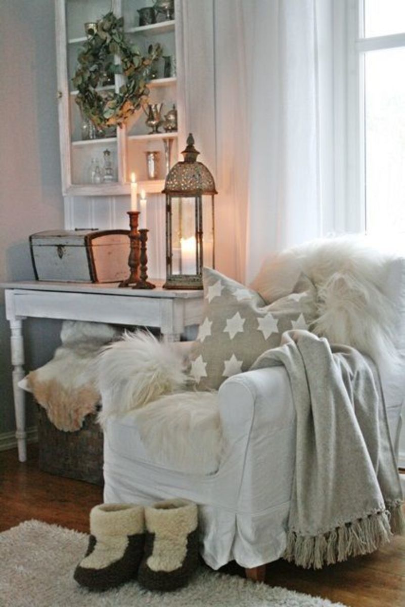 What a cozy corner, love the chair.