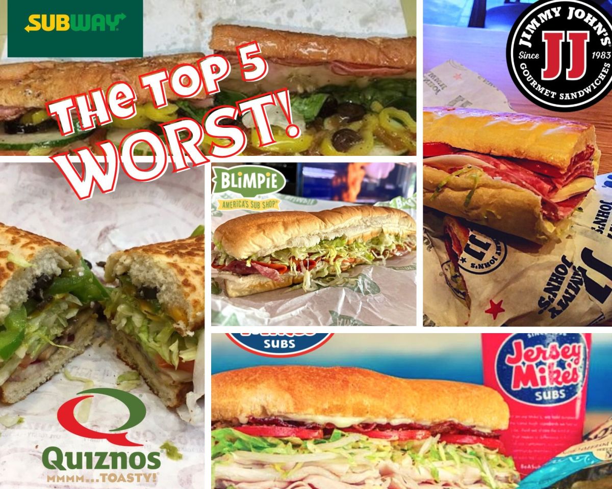 Which are the five worst fast food sandwich shops in America?
