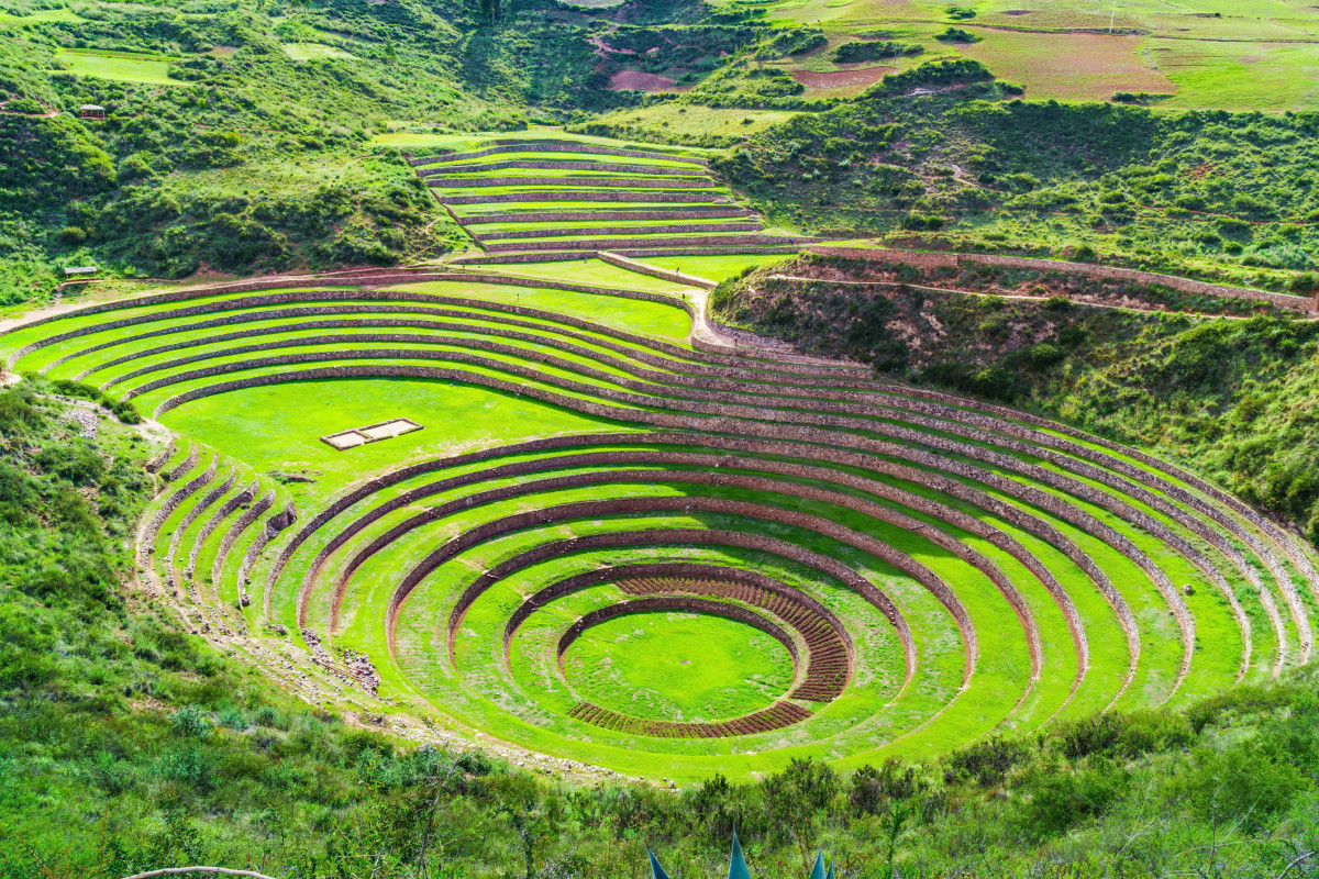 Moray is an archaeological site west of the ancient Inca capital of Cuzco. The purpose of the site is unclear, although it's believed the Incas used it to test the effects of different climatic conditions on crops.
