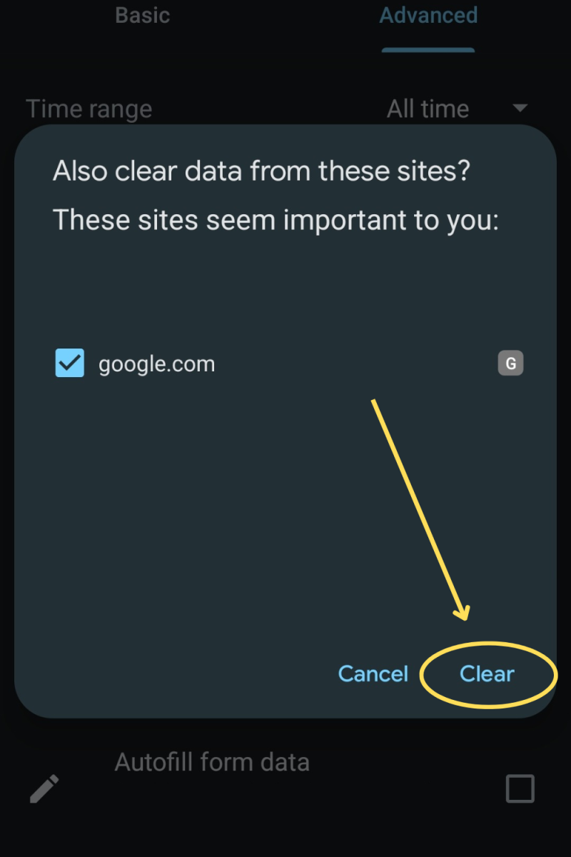 Step 9: You may get a pop-up asking you to confirm that you want to clear data from certain sites that you visit often. Select "Clear," and you're done!