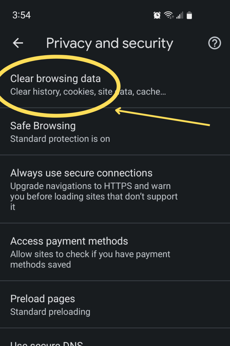 Step 5: Select "Clear browsing data."