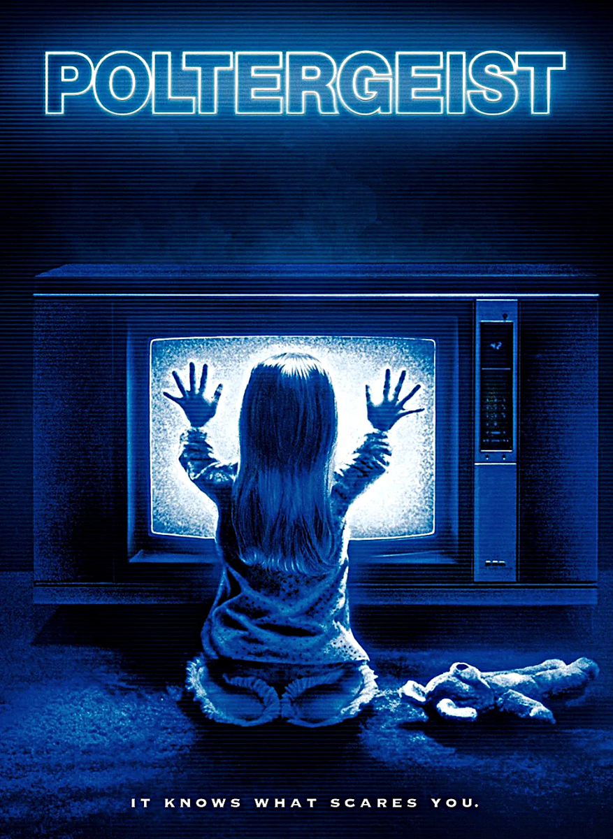 Heather O'Rourke in front of the family TV, an iconic scene from 1982's "Poltergeist."