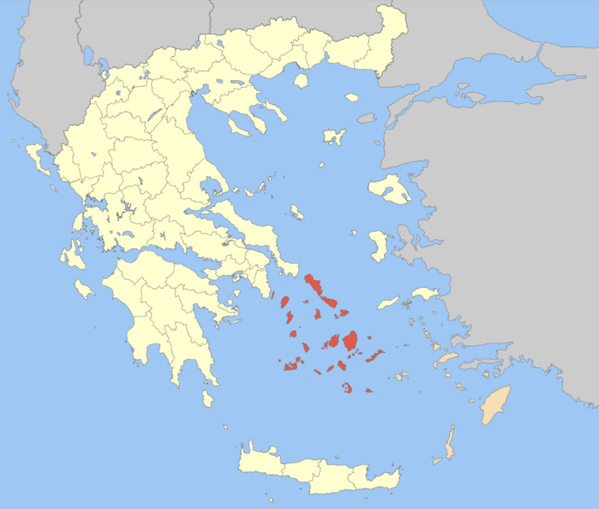 The Cyclades group of islands, part of the Aegean archipelago, south east of mainland Greece in the Aegean Sea.