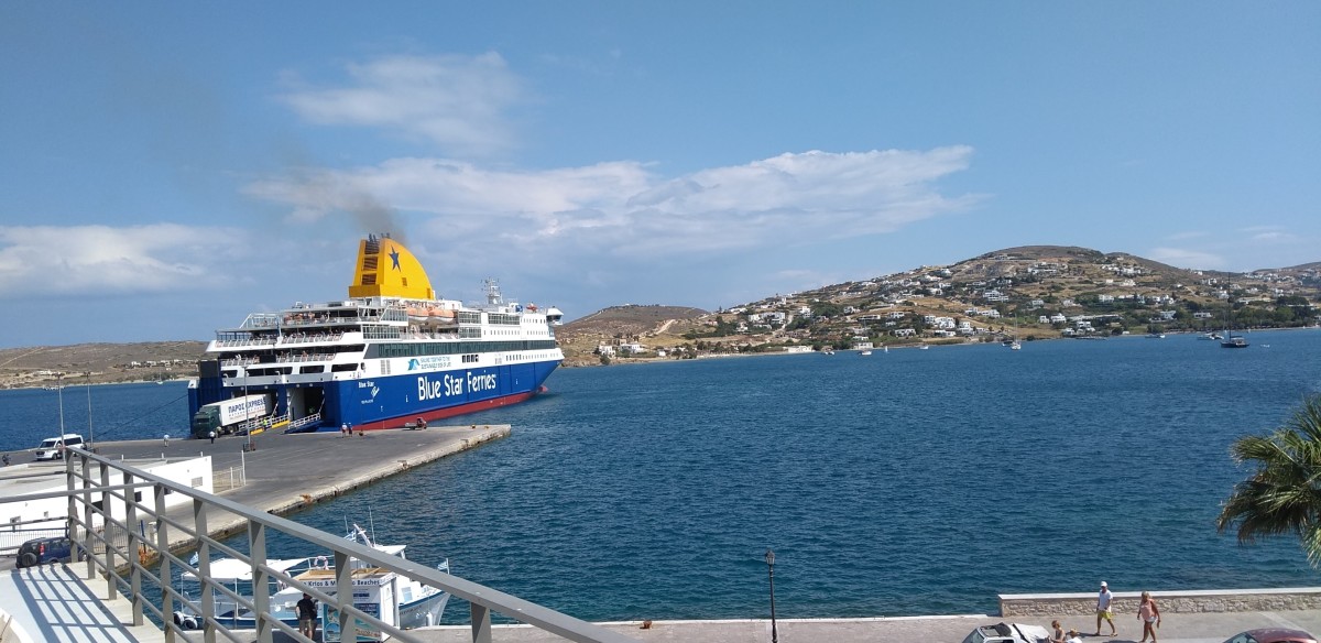 Ferries leave regularly from Parikia Port. The next stop via ferry . . . Santorini!