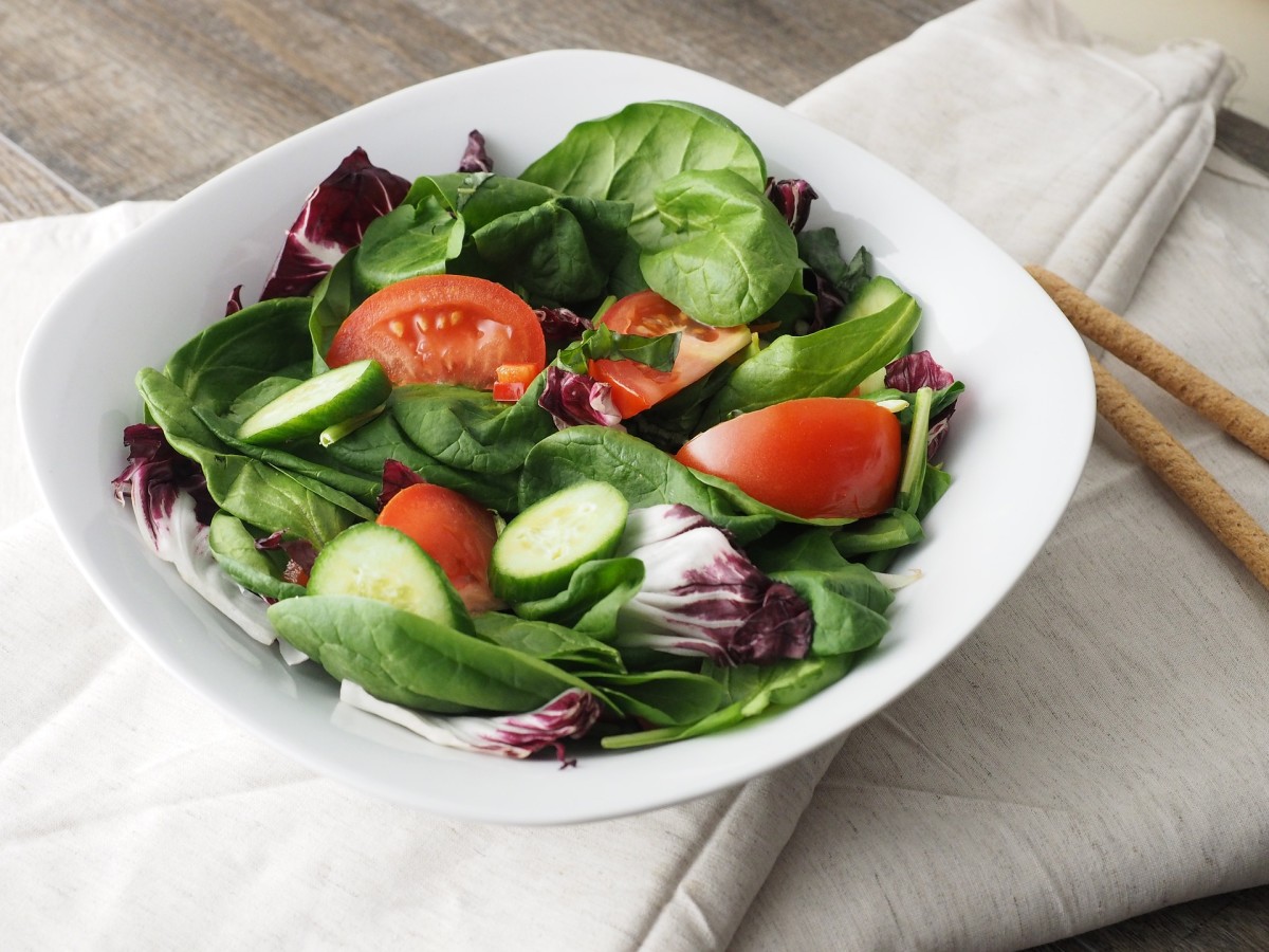 Choose a fresh green salad with veggies for lunch to help promote healthy brain function and boost your mood.