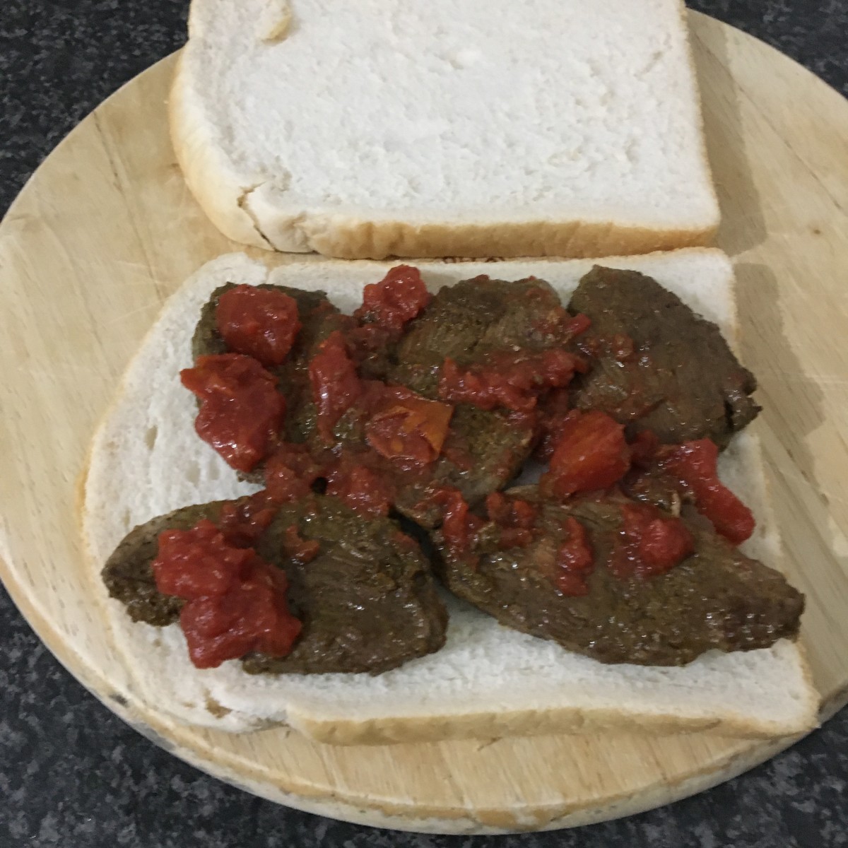 Curry spiced goose and curry sauce sandwich