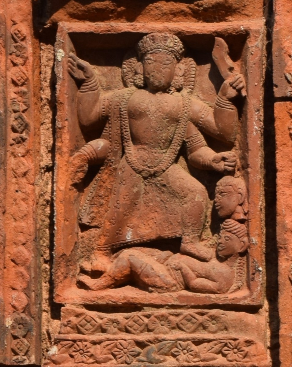 Siddheshwari Kali in terracotta; Pancharatna Shiva temple; Itanda, Birbhum