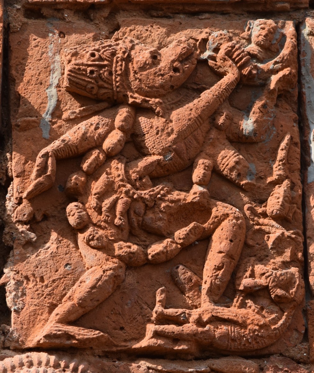 Kokamukhi Kali; terracotta; Shiva temple; Baghtikra, Purva Bardhaman