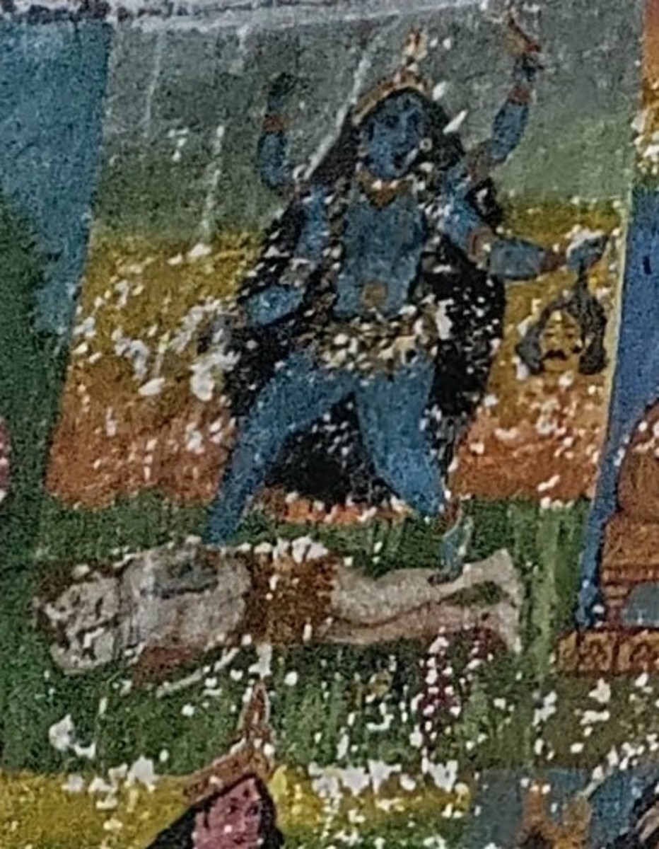 Kali in mural; Kalleshwar Shiva temple, Birbhum