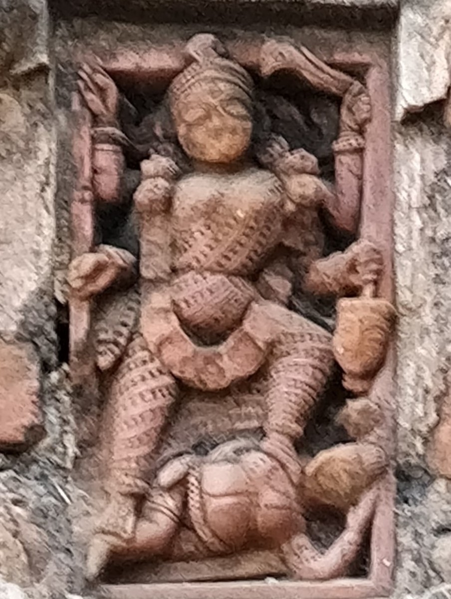 Vama Kali; stucco; Giri Govardhan temple; Kotulpur, Bankura