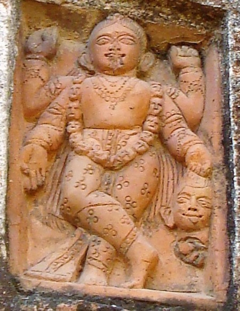 Krishna kali in terracotta; Shiva temple; Ajodhya, Paschim Bardhaman.
