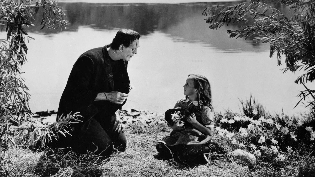 Frankenstein and little girl.- Frankenstein (1931)