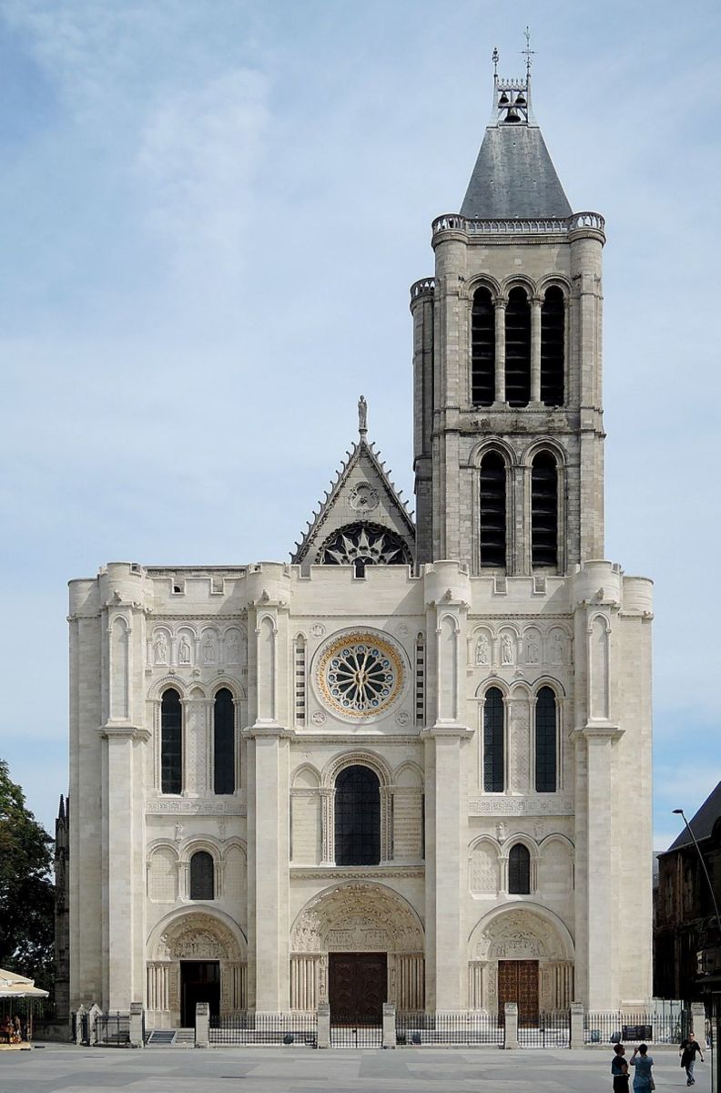 The west face of the Basilica de Saint Denis, Paris, the traditional French royal burial site.