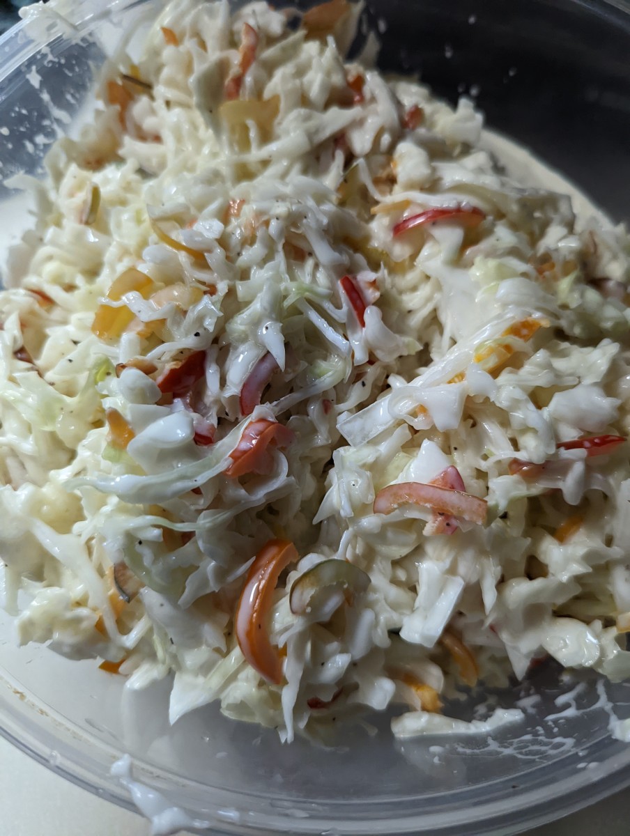 Coleslaw - Thin Sliced Cabbage with a Salad Dressing