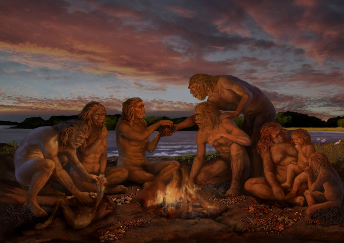 Early Humans Sharing Food