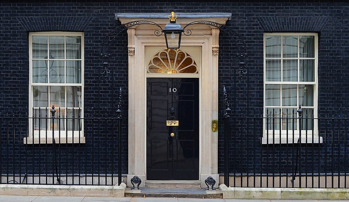 10 Downing Street, the official residence of the Prime Minister of the UK. 