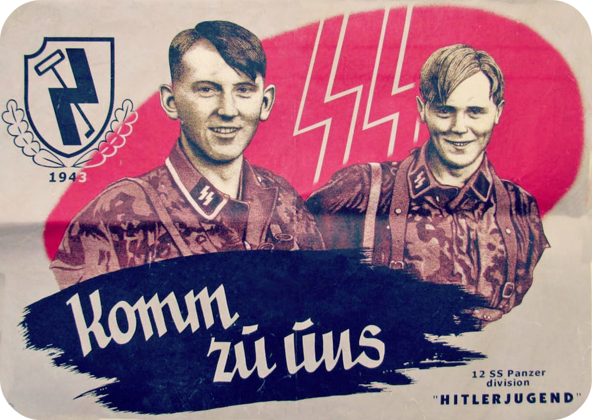 "Come to us!" 12. SS-Panzerdivision Hitlerjugend recruiting poster, 1943.