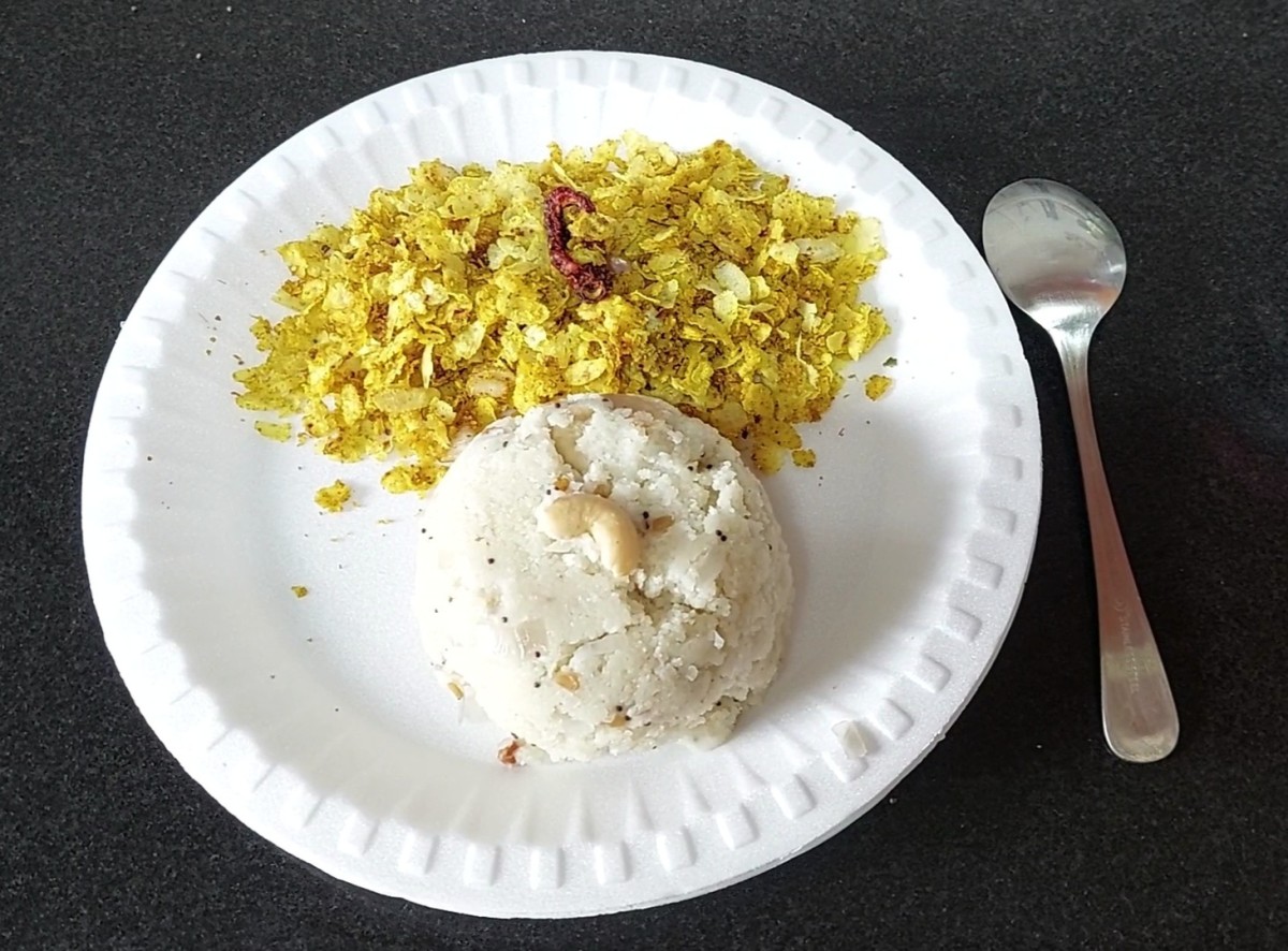Easy and tasty masala poha is ready to serve. Serve with hot and soft upma and enjoy.