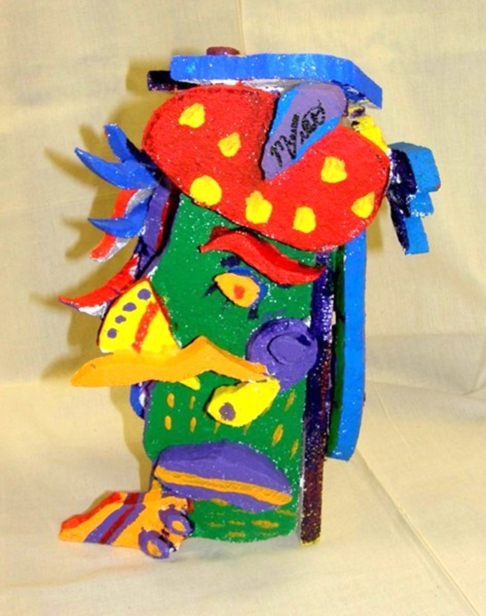 Student work:  Styrofoam sculpture created in the Cubist style of Picasso