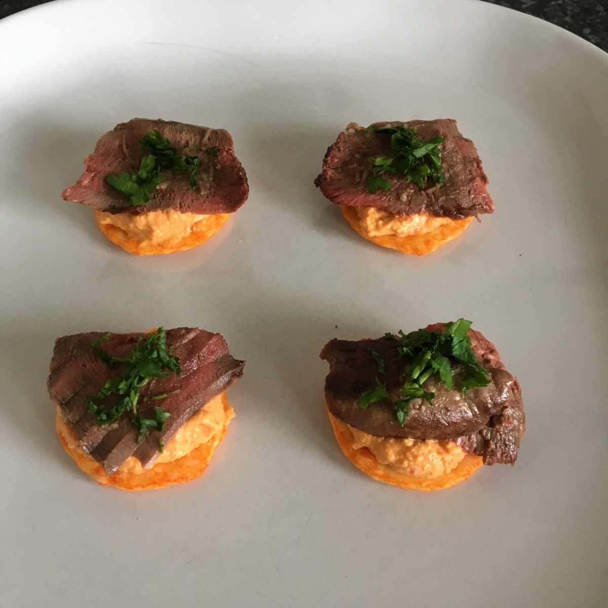Pigeon and red pepper hummus rice crackers