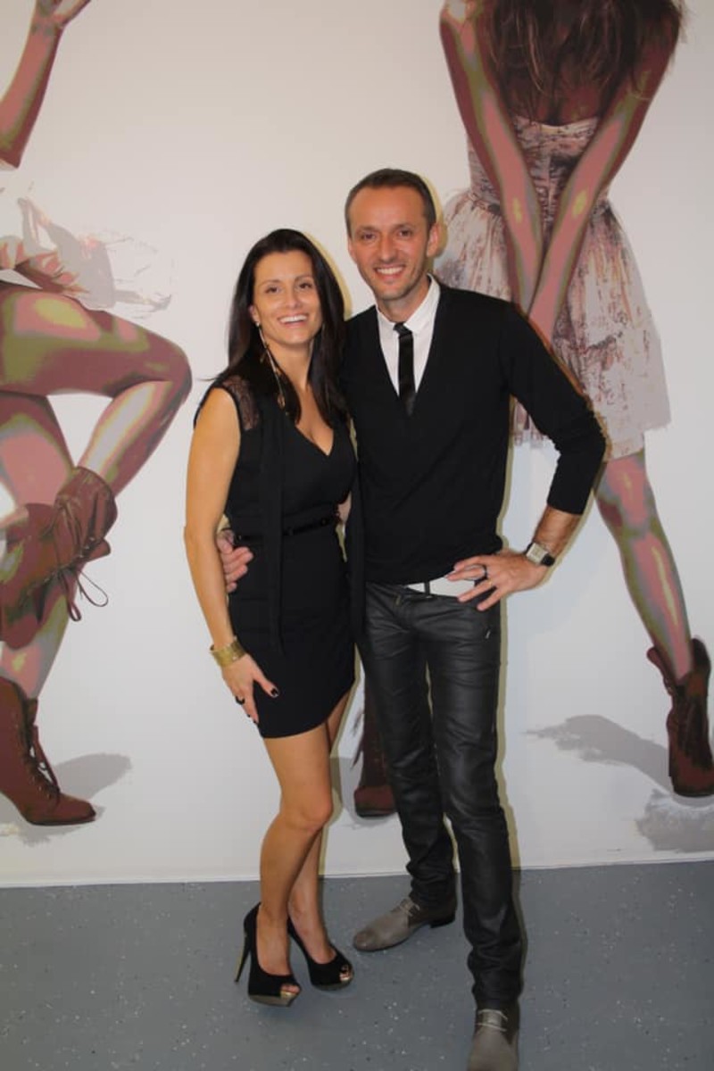 Designer Thony Perrudin (right) and his wife Severine Perrudin (left) at the  View Visual Art Design Showroom 