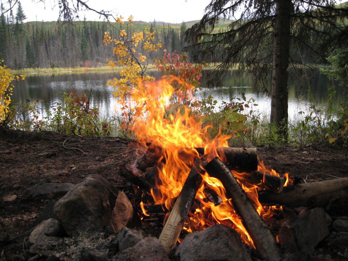 My campfire at Amphitheatre Lake in Kamloops, British Columbia, Canada