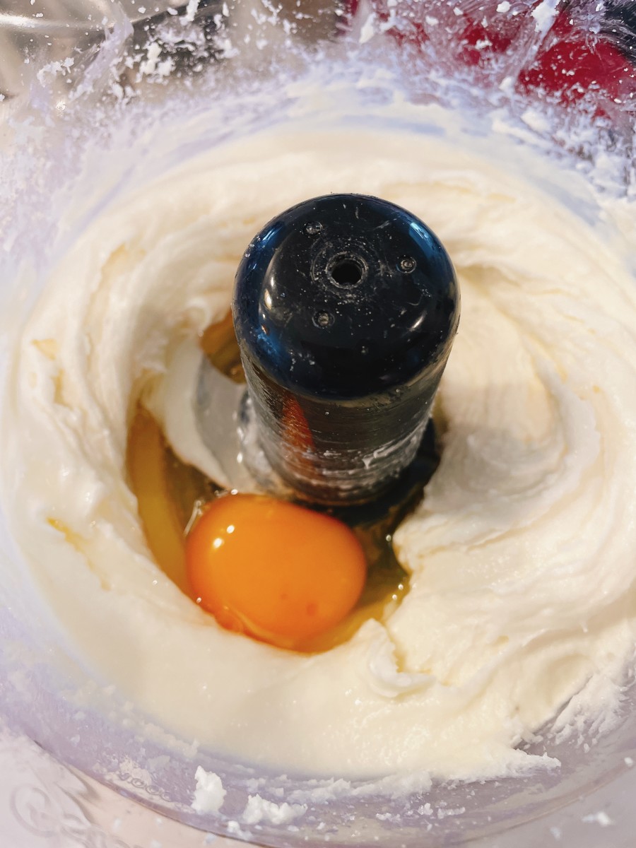 Add the eggs and egg yolk and blend to combine. 