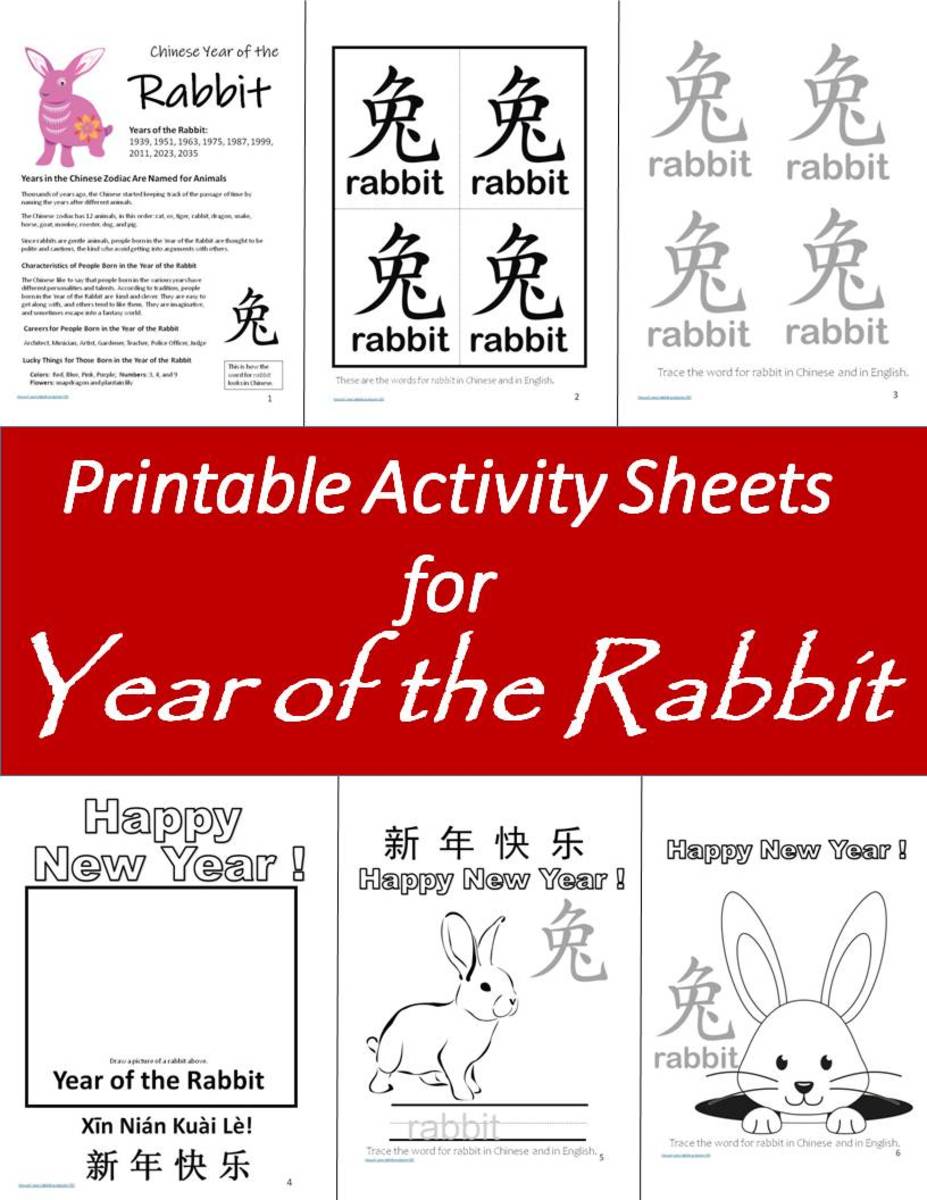 Here are the six printable Year of the Rabbit sheets you can get in this article,
