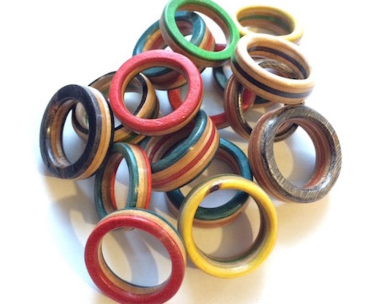 Recycled skateboard rings: my first batch
