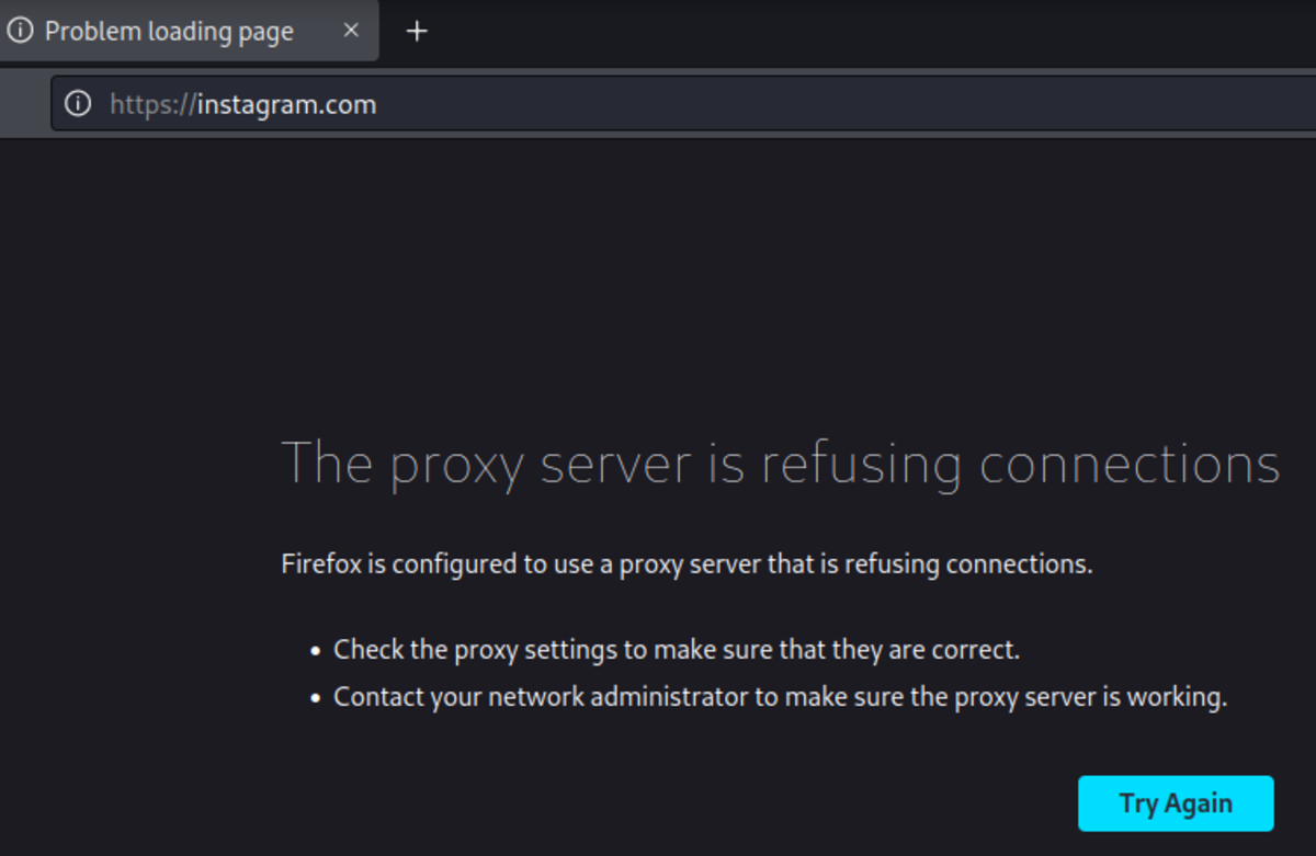Proxy server refusing connections