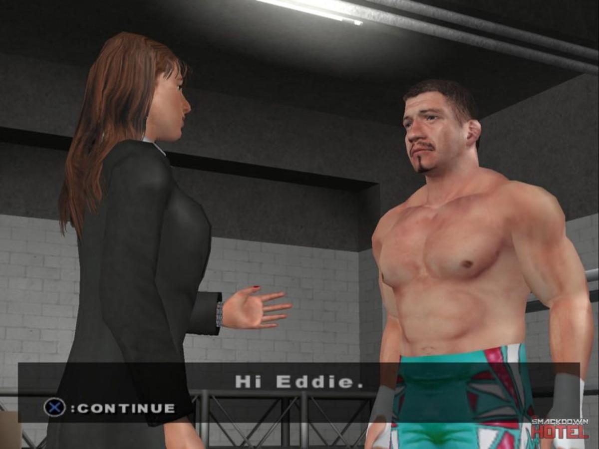 Season Mode backstage interaction with Eddie Guerrero and Stephanie McMahon