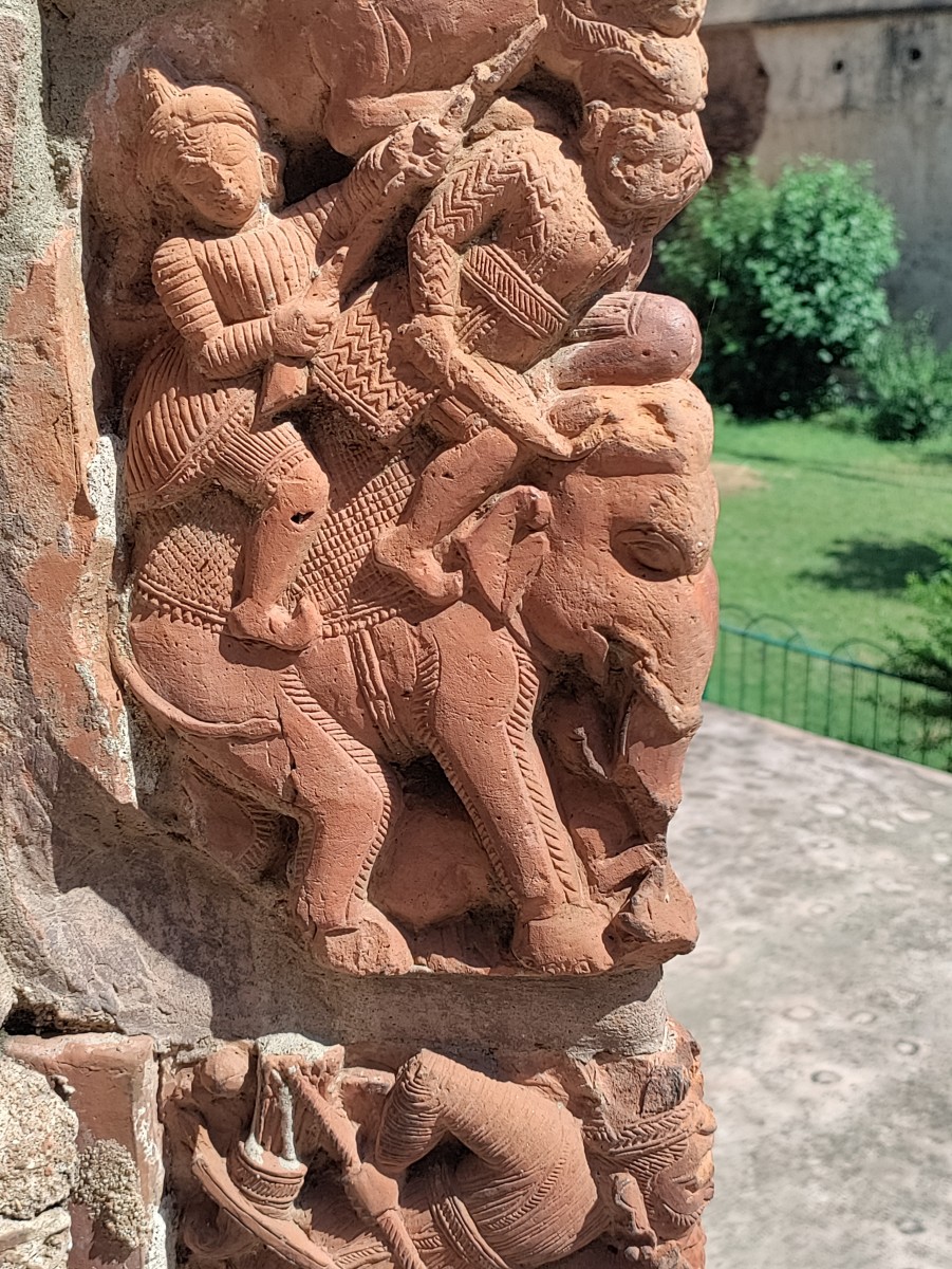 Soldiers with musket; Krishna Chandraji temple, Kalna; Purva Barddhaman.