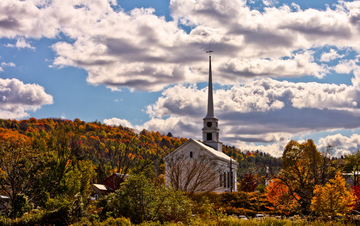 Fall in New England; Stowe Community Church