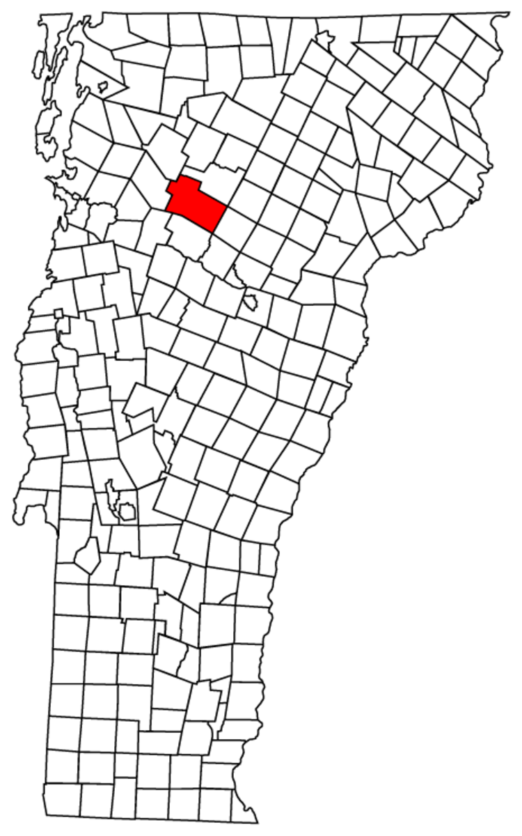Map of Vermont towns with Stowe highlighted