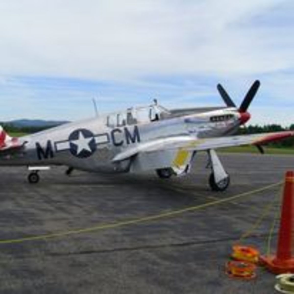 P-51 that we saw and heard at the airshow. Although this is a two-seater verses the single seat fighter, it was still so very impressive.