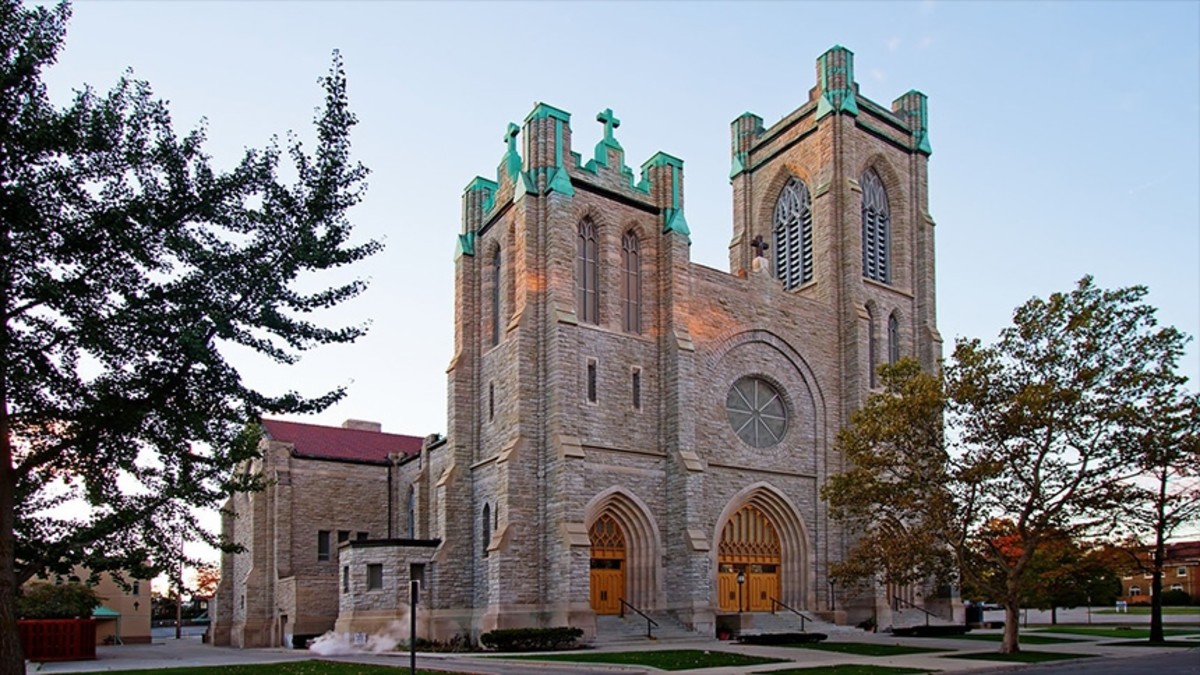 St. Mary Cathedral exterior, showing clean lines of Gothic Revival style