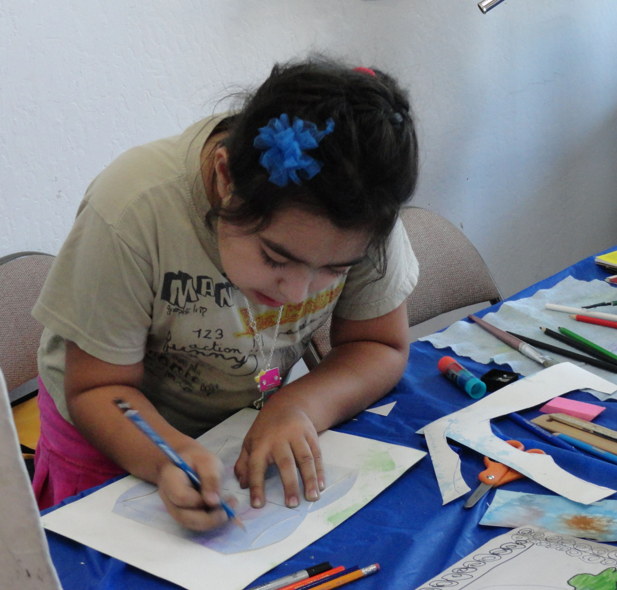 One of my students in a summer class program at a art store