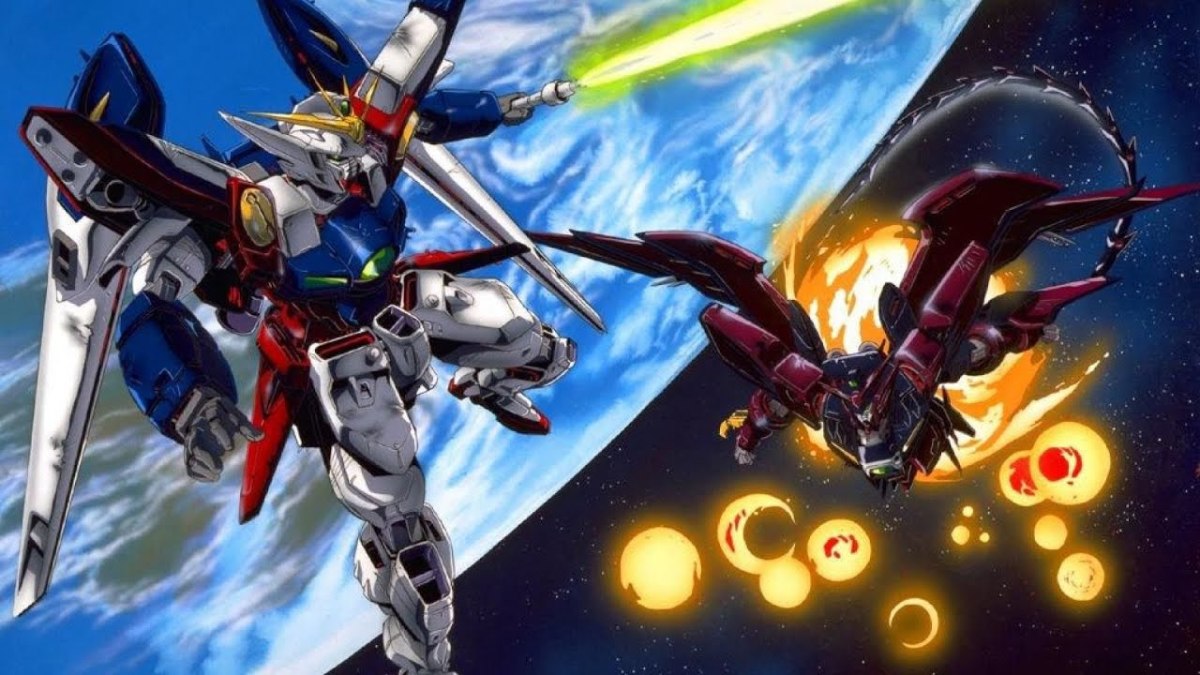 Gundam Epyon duels with Wing Zero.