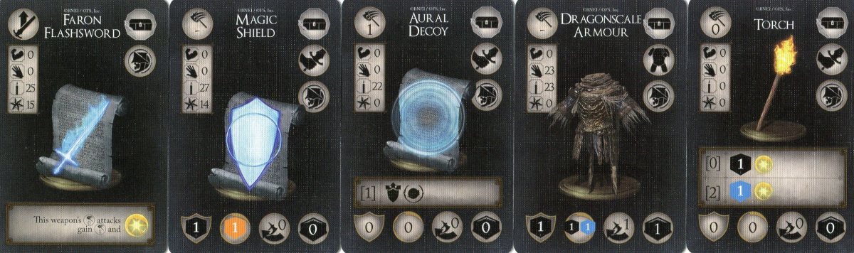 The Sorcerer's unique treasure cards.