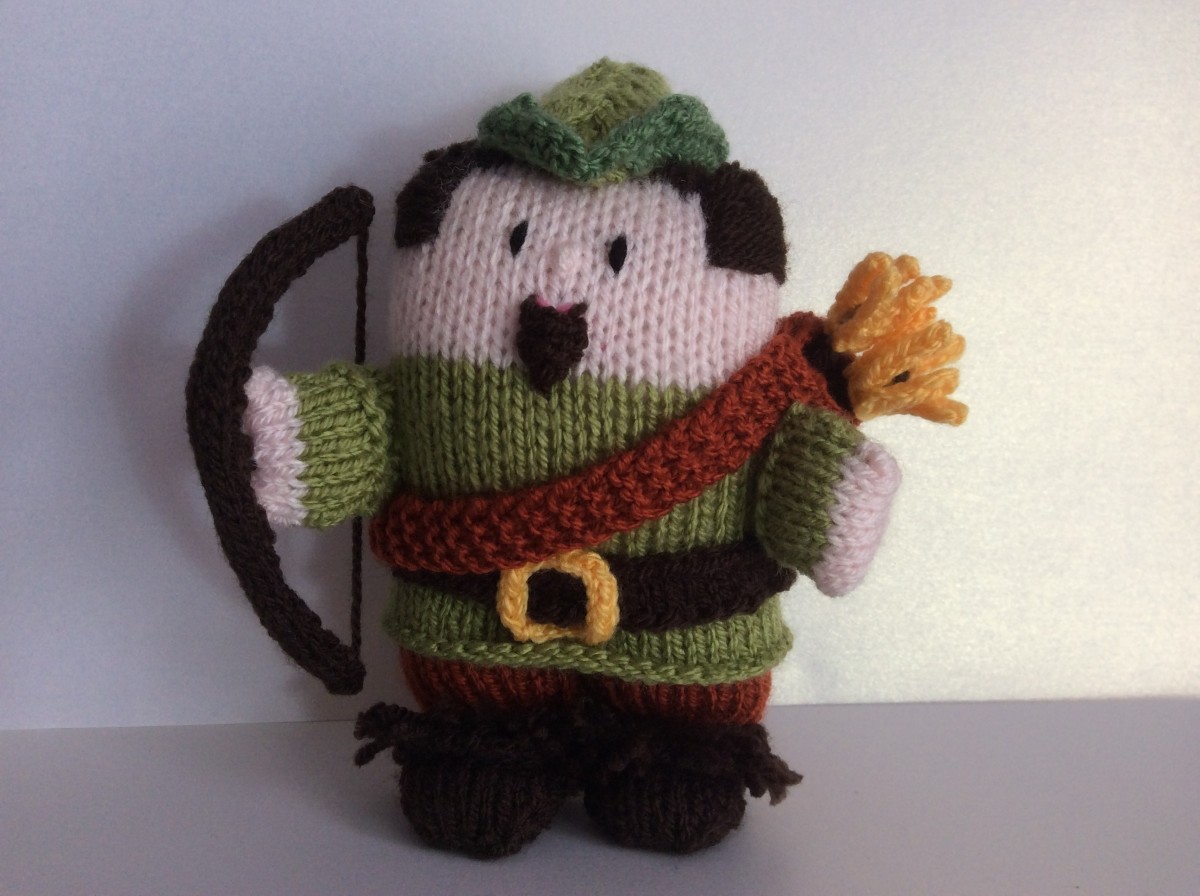 Finished knitted Robin Hood doll