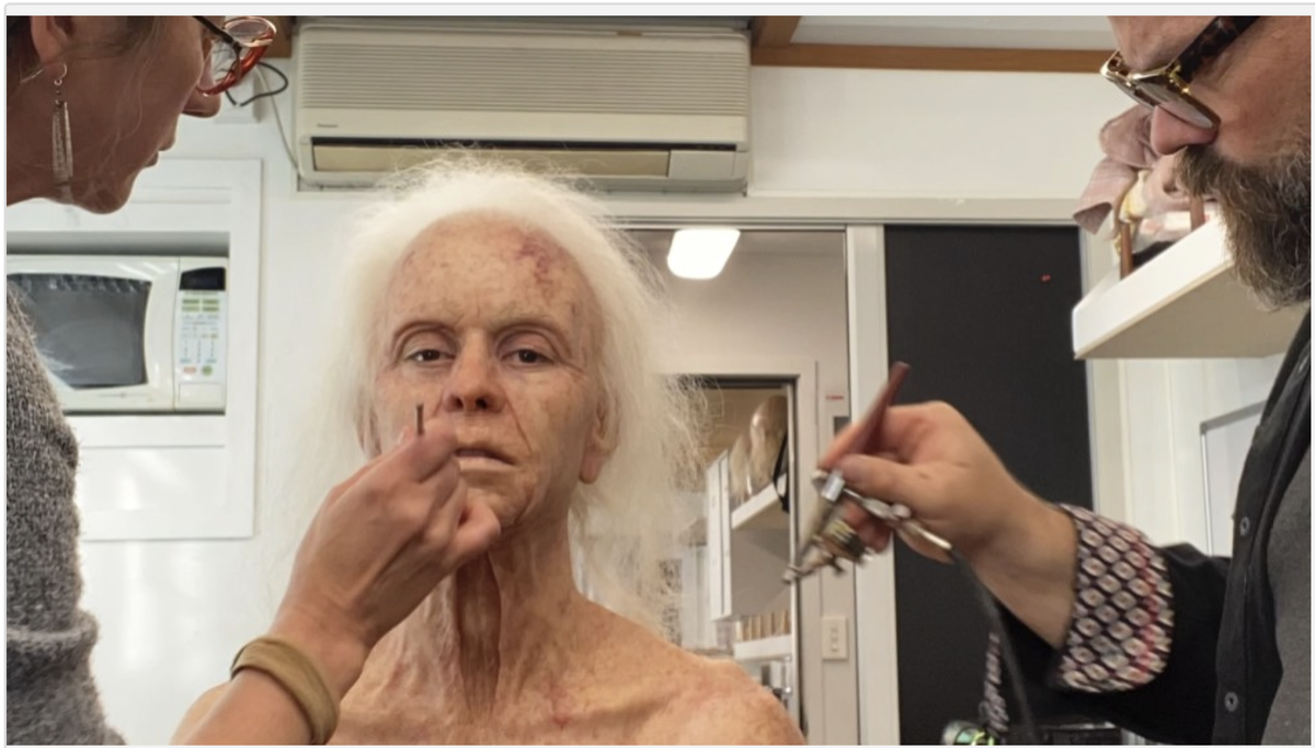 Mia Goth spent hours in the makeup chair getting transformed into Pearl.