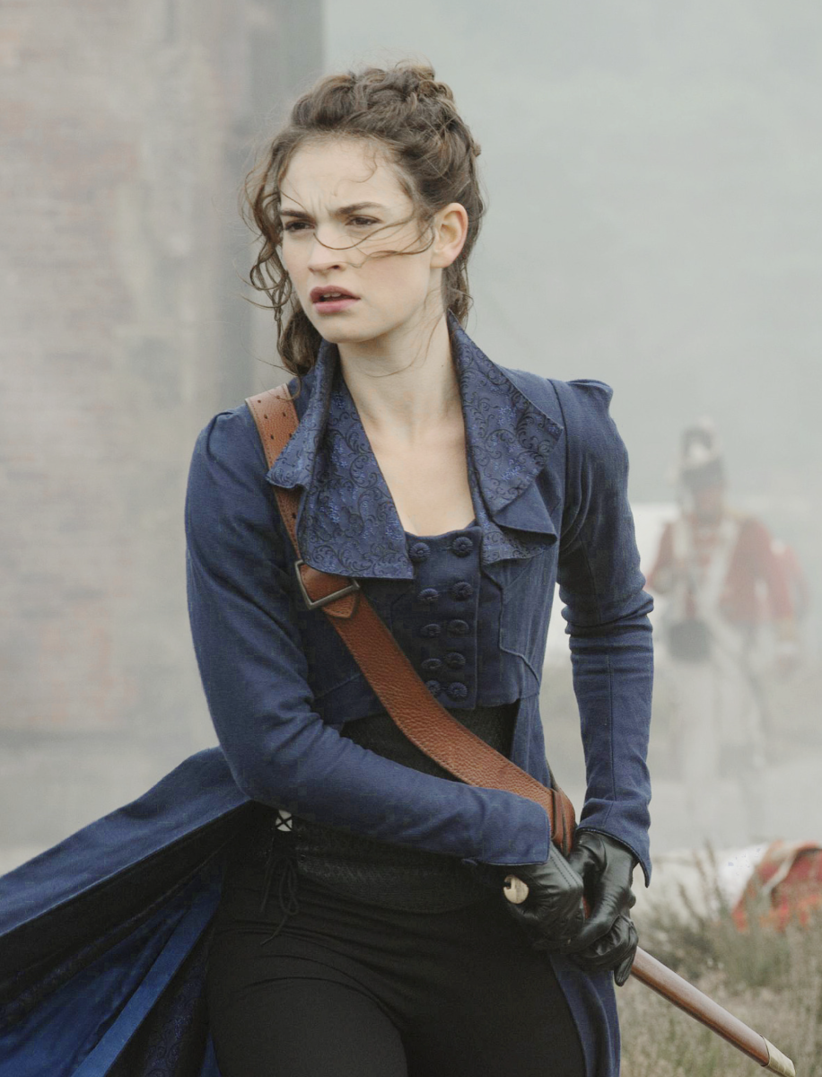 Lily James as Lizzie Bennet  from Pride and Prejudice and Zombies 