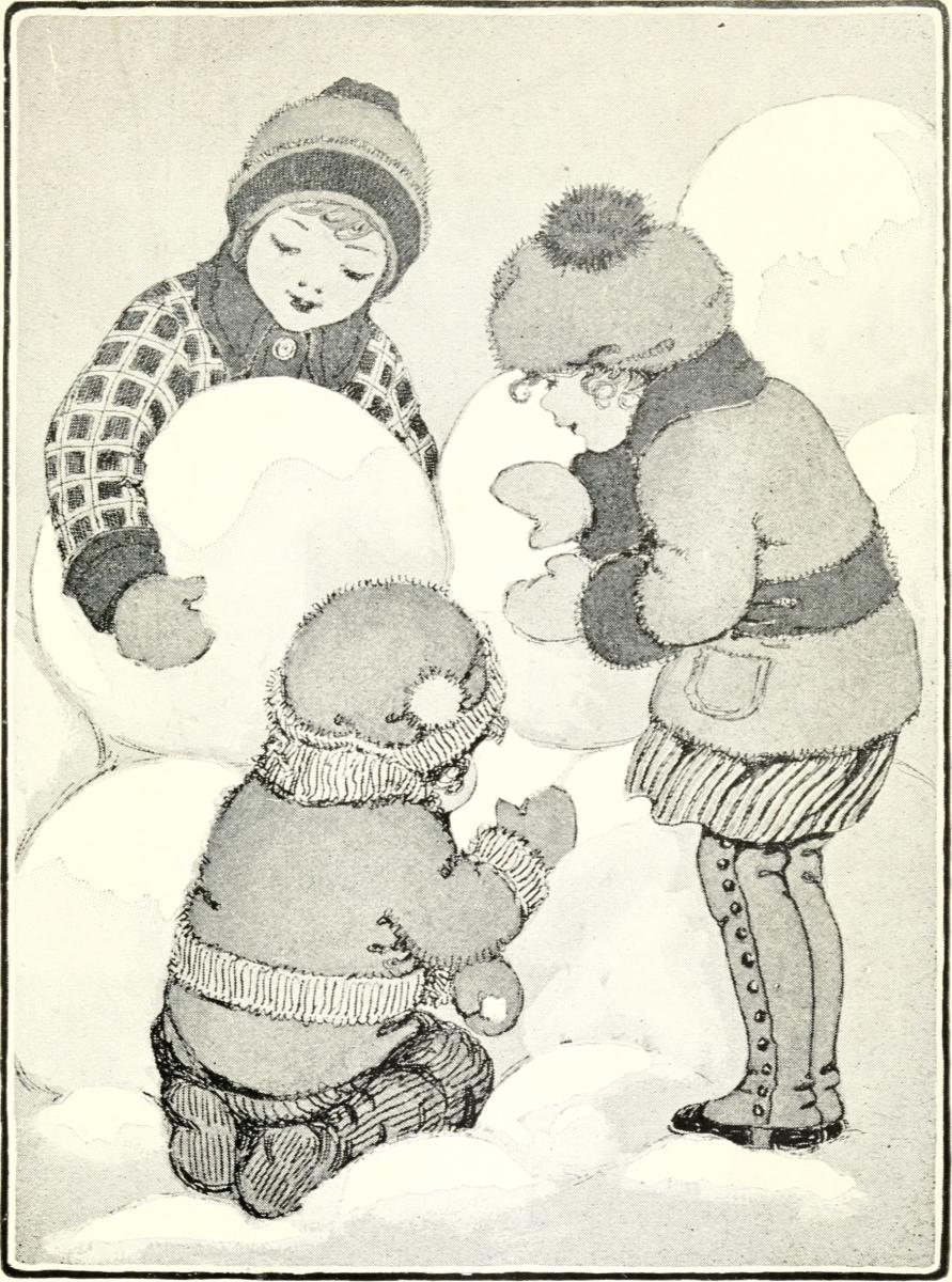 Children play in the snow.